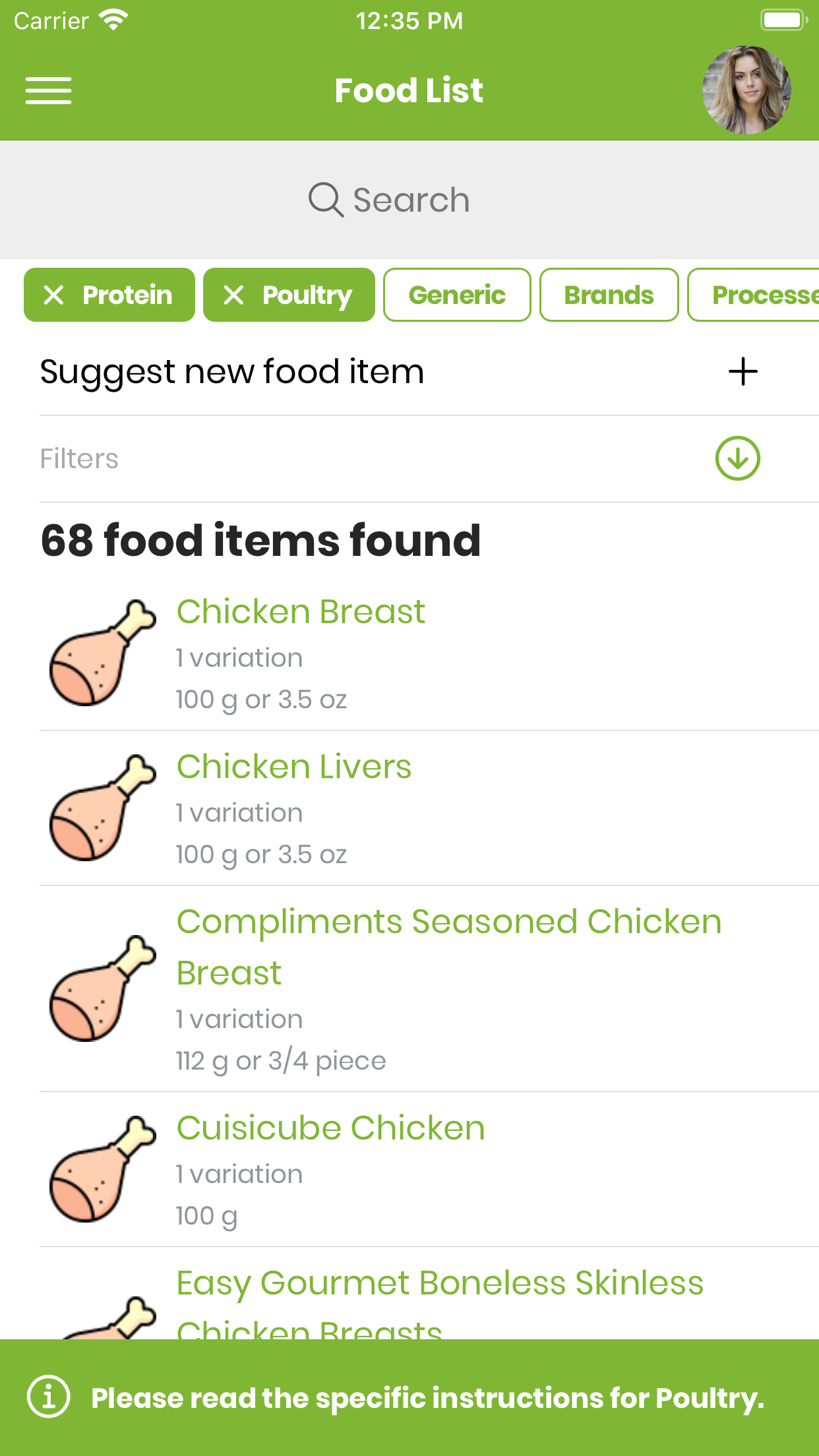 Get the Bernstein Diet App Food List